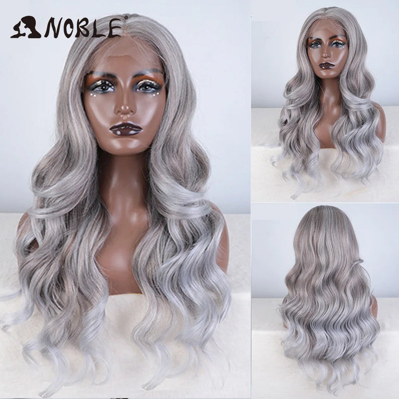 Noble 13x4 Lace Front Wig Synthetic 28 inch Long wavy ombre blonde Wigs For Women Ombre Lace Front Wig Synthetic Lace Front Wig