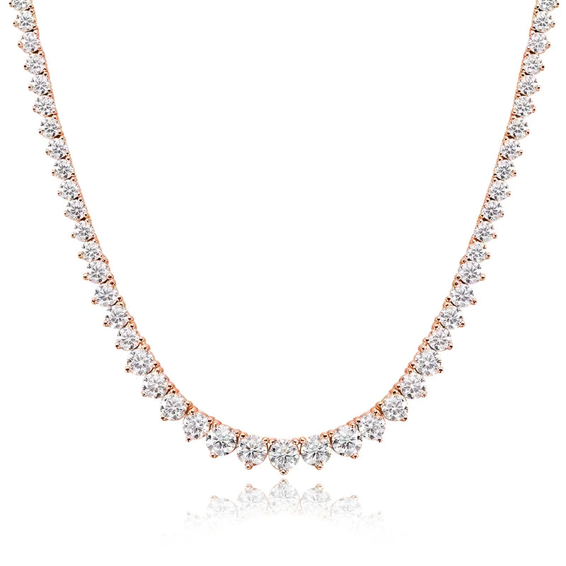 KNOBSPIN 3 Claw D VVS1 Moissanite Tennis Necklace s925 Sterling Silver 18k White Gold GRA Certified - Visuel 7 | SAMAG