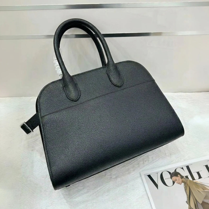 Women Genuine Leather Boston Bag Large Capacity Tote Handbag Soft Cowhide Vintage Shoulder Crossbody Fashion Top Handle Purse 32