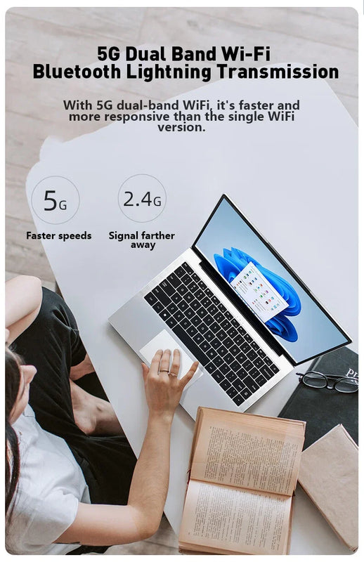 Inflexible Sturdy 15.6" Portable Laptop Windows11 Notebook 32GB DDR4 2TB SSD Pc Gamer Office Computer Intel 4405U