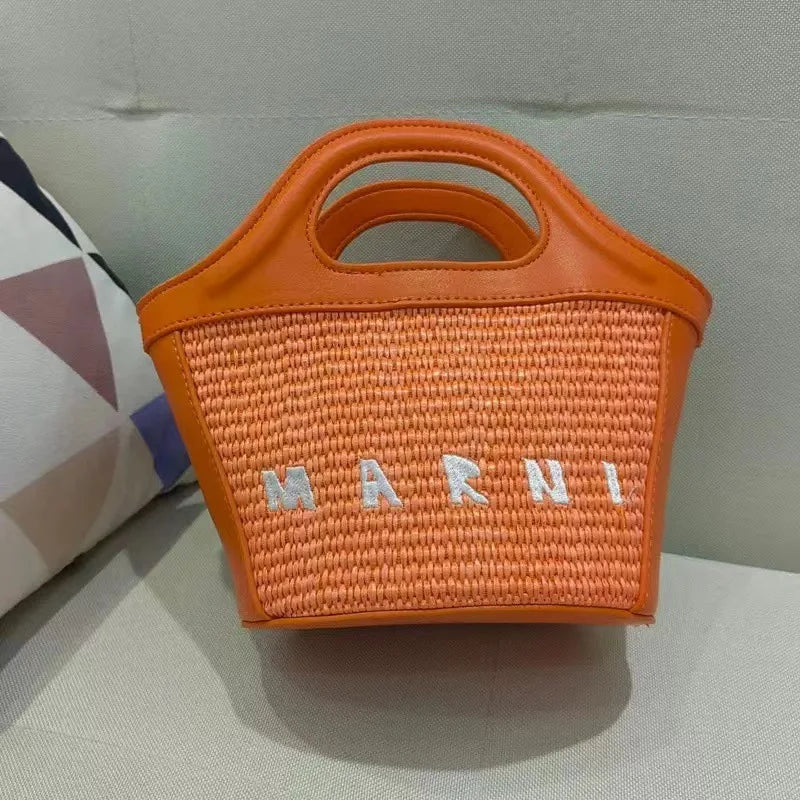 Elegant Mini Tote Bag with Leather Edges & Unique Cutout Handle