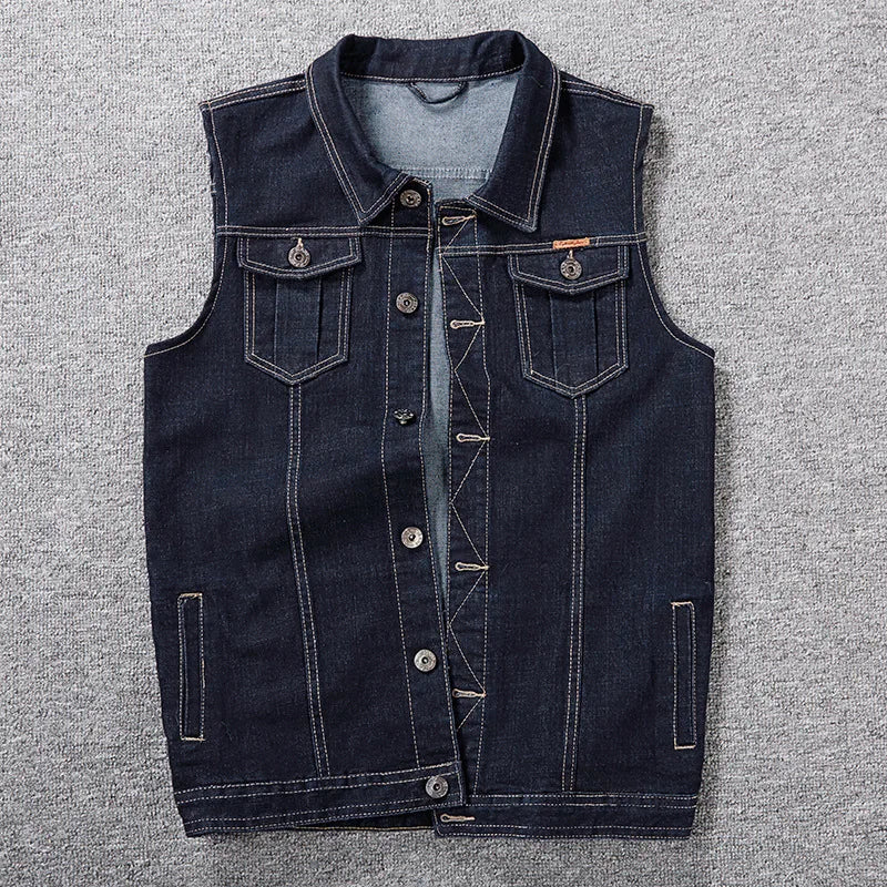 Large size men's denim vest plus size stretch sleeveless top loose waistcoat motorcycle waistcoat jacket 6XL 7XL 8XL men vests