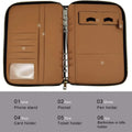 New A5 Binder with Phone stand,PU Leather Portfolio Budget Binder Cover,6 Rings Refillable Notebook Planner Cover with Zipper