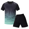 2-Piece Men's Suit Youth Four-Season Gradient T-Shirt Short-Sleeved Sports Quick-Drying Comfortable Home Wear Fashionable
