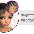 Short Full Lace Braiding Wig Synthetic Cornrow Knotless Box Braided Wigs Natural African Bantu Braids Wig for Black Women
