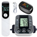Medical Arm Blood Pressure Meter Tensiometers Tonometer Cuff Fever Thermometer Oximeter Heart Rate 3 IN 1 Set