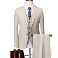 Men Lapel Black Collar 3 Pcs Suit Set Coat Vest Trousers / Business Groom Wedding Dress Fprmal Blazer Pants Waistcoat