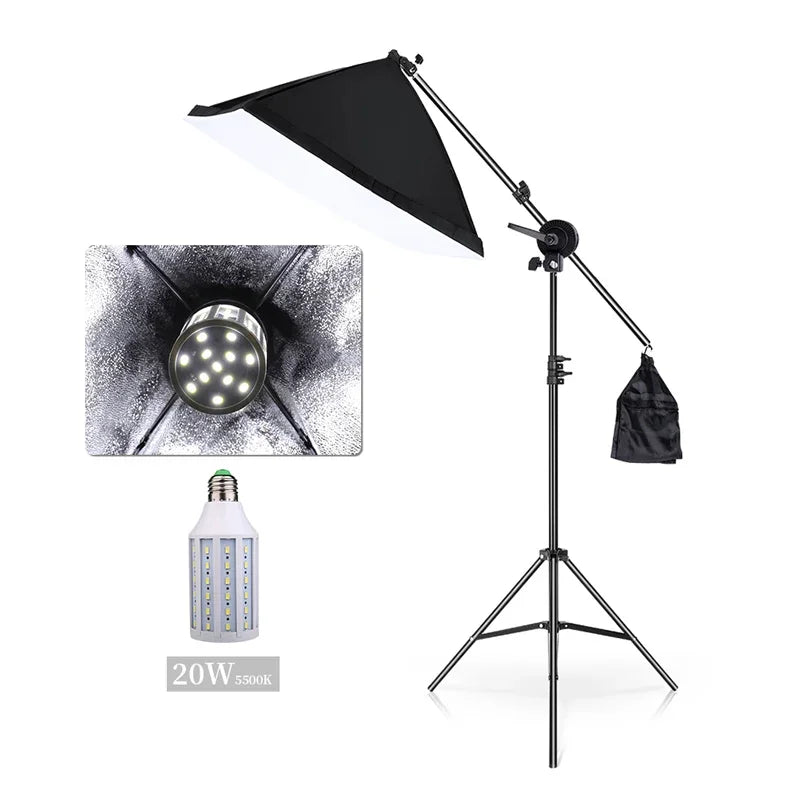Photo Studio Kit Tripod Light Stand Cross Arm With Weight Bag Photo Studio Accessories Extension Rod 53 -133CM Backdrop Stand