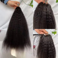 30 Inch 60g/Pack 1-5PCS Afro Kinky Straight Human Hair Crochet Knotless Pre-Separated Feather Light Crochet Human Hair Extensions Wigs Miracle Knots Crochet Human Hair Braiding Hair Extensions Materials Bouncy Kinky Crochet H