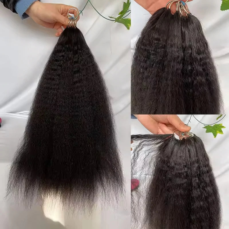 30 Inch 60g/Pack 1-5PCS Afro Kinky Straight Human Hair Crochet Knotless Pre-Separated Feather Light Crochet Human Hair Extensions Wigs Miracle Knots Crochet Human Hair Braiding Hair Extensions Materials Bouncy Kinky Crochet H