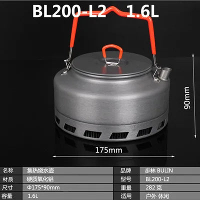Camping Portable Kettle Teapot Coffee Pot 1L/1.5L Heat Gathering Ring Fast Heating Kettle