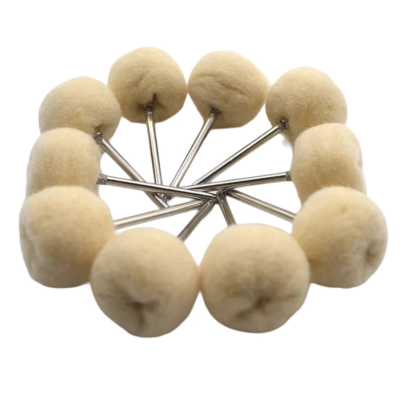 10PCS Jewelry Polishing Wheel Cloth Cotton Wool Brass Steel Wire Abrasive Brush For Rotary Tools 2.35 Shank