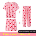 3-Piece Children's Fashion Printed Multicolor Home Service Suit Boy Casual T-shirt Girl Sweet Love Pattern Comfortable Shorts