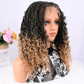 Short Boho Bohemian Box Braids Braided Wig Full Lace Boho Braided Wigs Synthetic Curly Hair with Baby Hair for Black Women