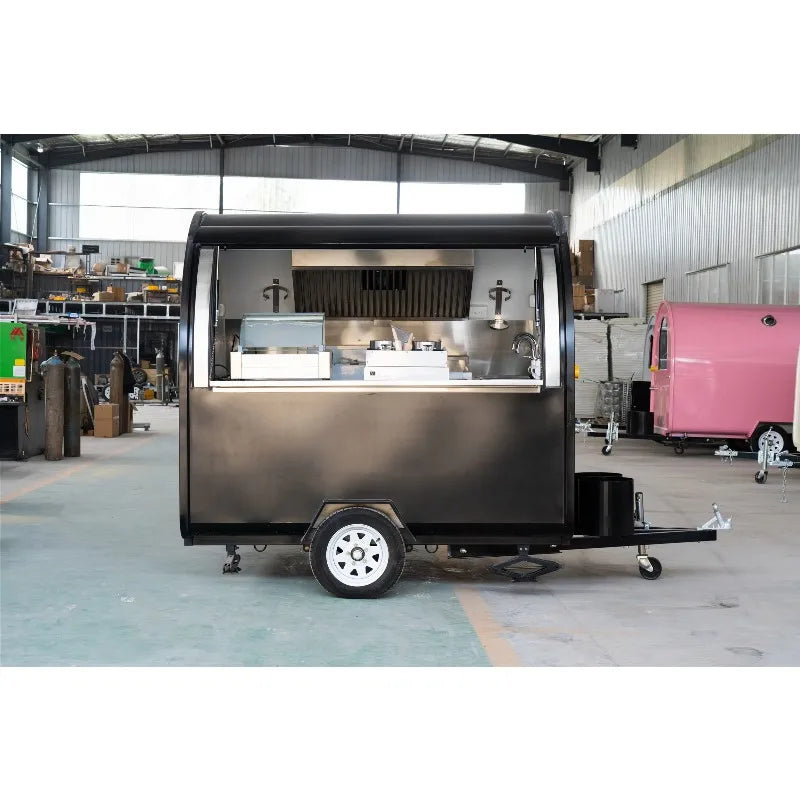 Light Weight EU Fashionable Food Trailer with Water Sink Electric System And Tow Bar for Fast Food Street Shop Cart for Sale