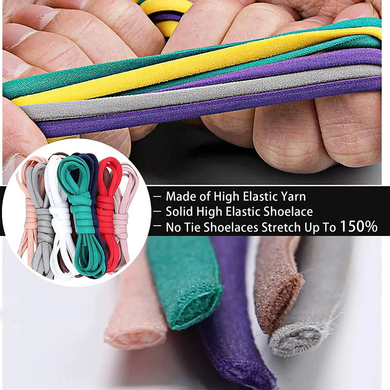 NEW Elastic Shoe Laces Sneakers Shoelace No Tie Shoelaces Metal Lock Lazy Laces for Kids and Adult One Size Fits All Shoe