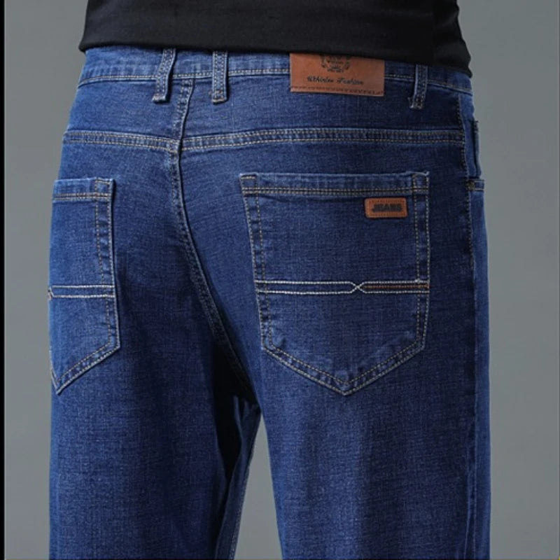 Men's Straight Denim Pants Brand Clothes Black Blue Jeans | SAMAG