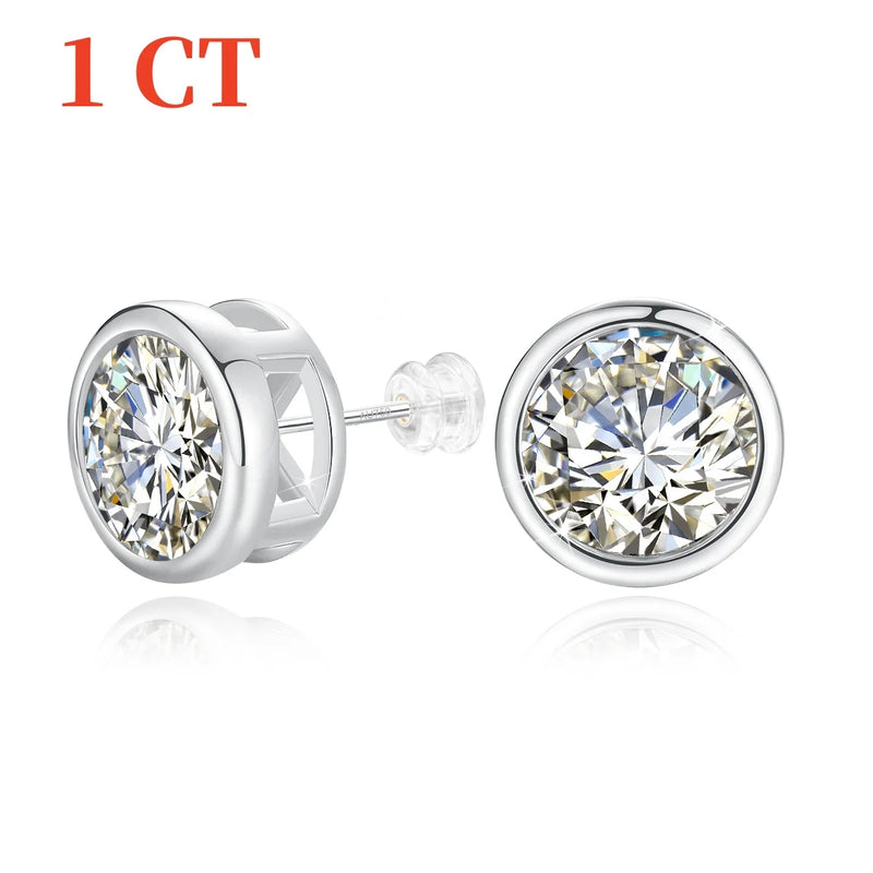 Genuine 18K Gold Moissanite Stud Earrings 2ct Diamond Earrings Classic Trendy for Women Wedding Gifts Fine Jewelry