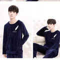 Cartoon Cute Dog Letter Print Men's Pajamas Set Cotton Soft Autumn Winter New Men's Sleepwear Long Sleeve & Pants Korean Pajamas