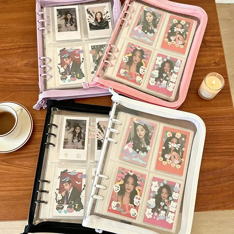 A5 Binder Cute Transparent Binder Notebook Filing Cabinet A5 Ring Pockets Leaf Filing Cabinet A5 Macaron Binder HYJ02