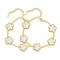 18K Gold Plated Floral Bracelets, Stainless Steel Charm Bracelet Non-Tarnish, Adjustable Lucky Chain Set Trendy Gift
