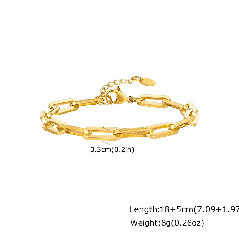 Gold Color Men's Chain Bracelet, Hip Hop Stainless Steel Chunky Wristband, Rock Punk Jewelry Gift for Dad - Visuel 17 | SAMAG