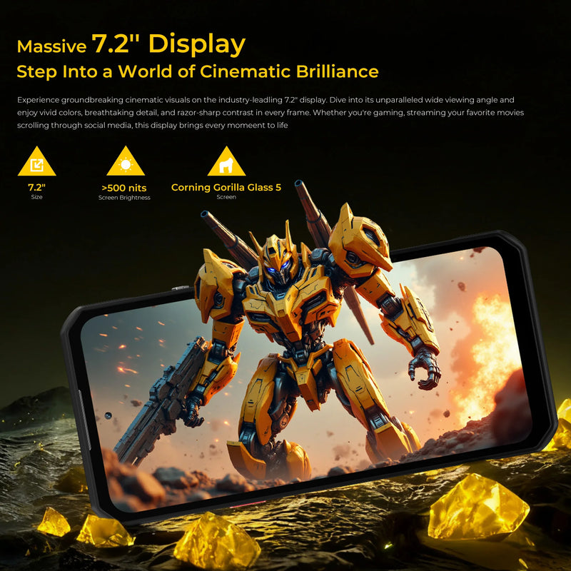 OUKITEL WP60 10000mAh Unlocked Smartphone, 108MP Camera,12GB+512GB, Android 15, NFC 5G, MTK 7025, 120Hz - Waterproof Phone