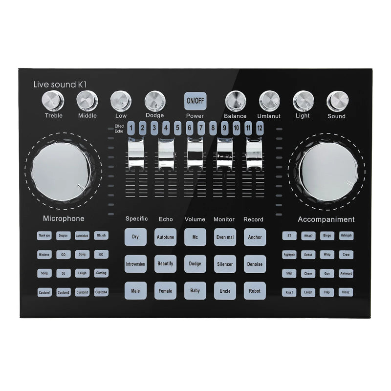 Live Sound Card Portable Internet Celebrity Sound Card Audio Mixer DJ Equipment Sound Effects Processors for Music Karaoke