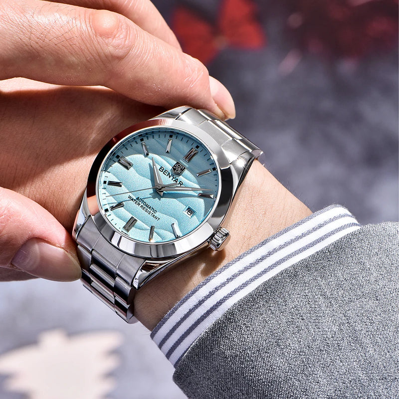 Benyar luxury brand sand particle size 40mm mechanical watch 316L stainless steel 5Bar waterproof men's automatic watch
