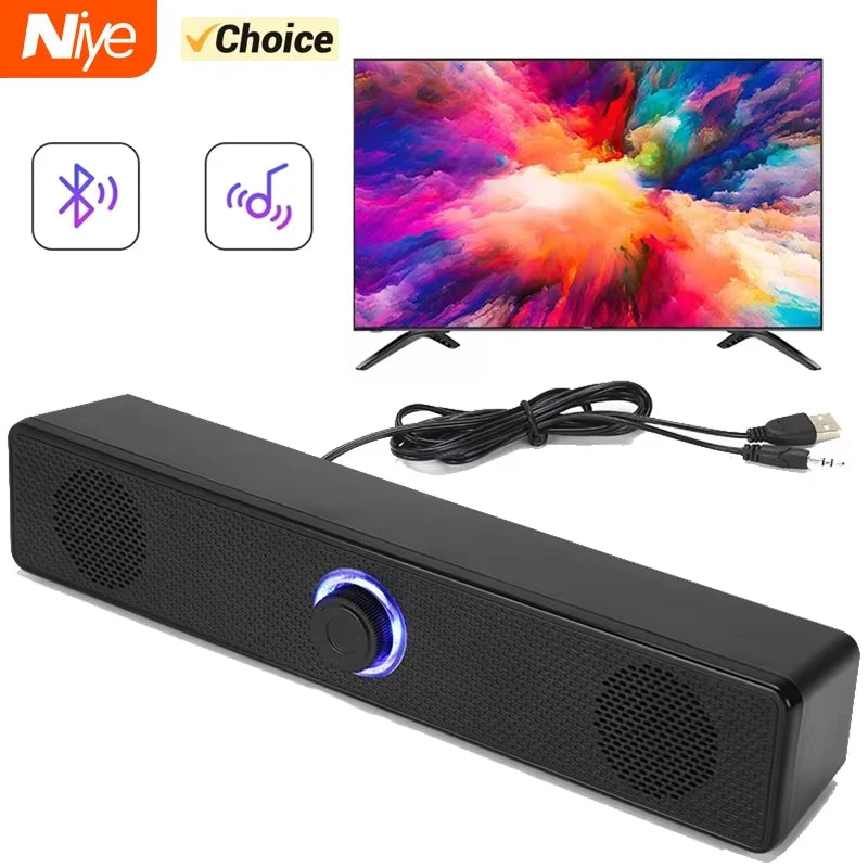 Bluetooth Soundbar for TV Computer Home Theater 4D Surround Speaker with Subwoofer Wired Stereo Strong Bass