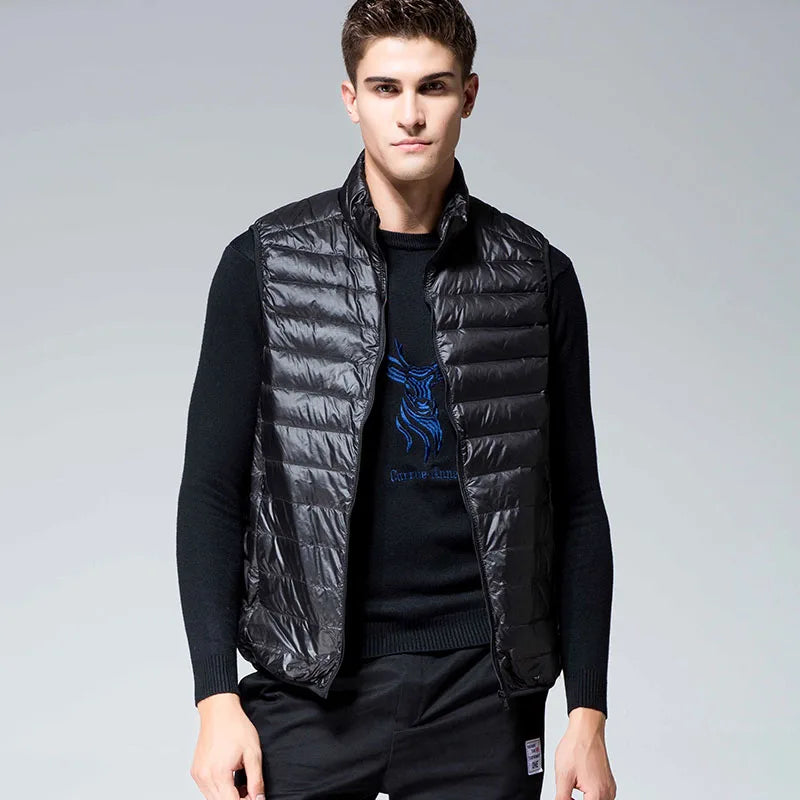 Men Winter Down Vests Mens waterproof Fashion Casual Down Sleeveless Vest Jackets Mens Autumn Couple Lightweight Work Waistcoat