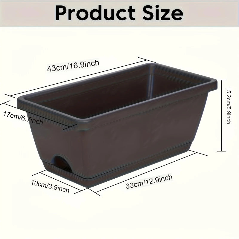 3 Pieces Rectangle Plant Containers Decors with Drainage Holes Flower Pot Plant Pot Window Box Planter for Outdoor Garden Home