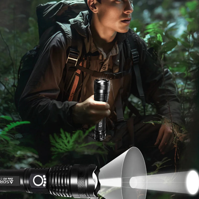 Most Powerful Flashlights High Power XHP70 LED Super Bright Torch USB Rechargeable Zoomable Lantern for Camping Hunting  26650