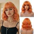 Short Silver Gray Curly Wavy Synthetic Wigs with Bangs for Women Grey Bob Cosplay Party Lolita Natural Hair Wig Heat Resistant