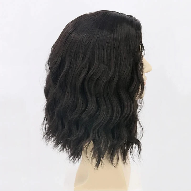 HAIRJOY Synthetic Hair Wigs Men Wigs Black Short Curly Hair Funny Wigs for Man Party Wig