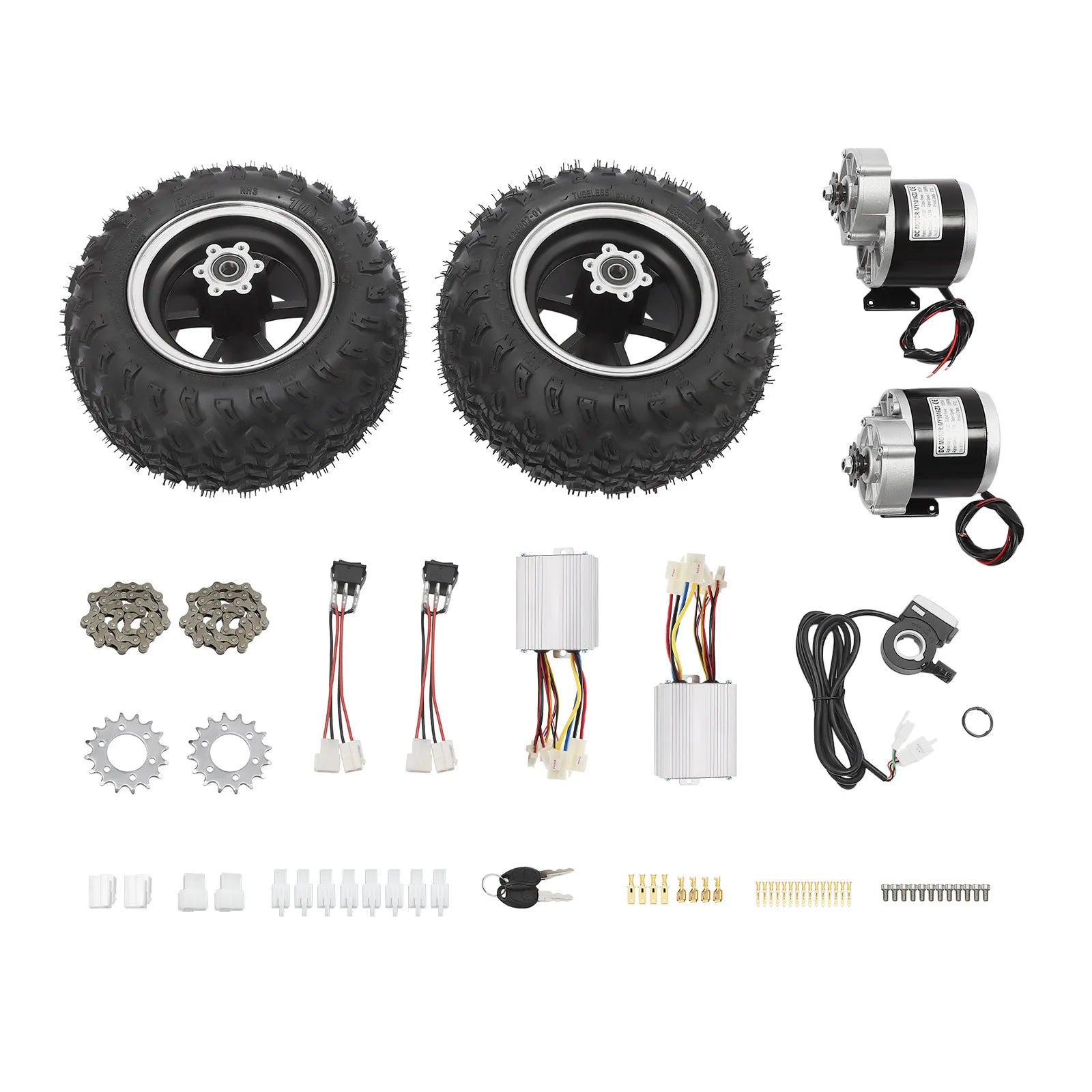 250W/24V 36V/350W Motor Drive Air Wheel Conversion Kit, 10Inch Double Wheel Set with Reverse Gear Switch and Thumb Throttle