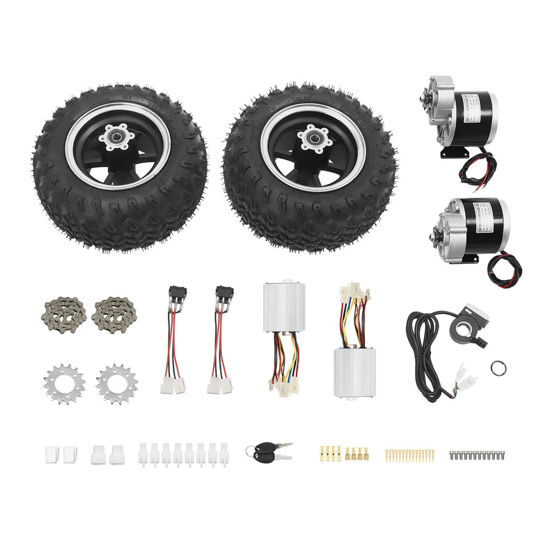 250W/24V 36V/350W Motor Drive Air Wheel Conversion Kit, 10Inch Double Wheel Set with Reverse Gear Switch and Thumb Throttle