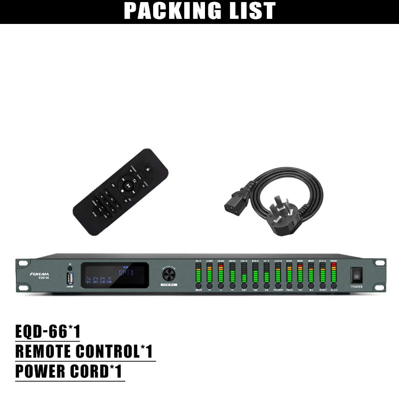 FUHAM EQD-66 Professional Home Pre-Stage Effector Microphone KTV Digital Reverb USB Bluetooth Howling Kara Processor