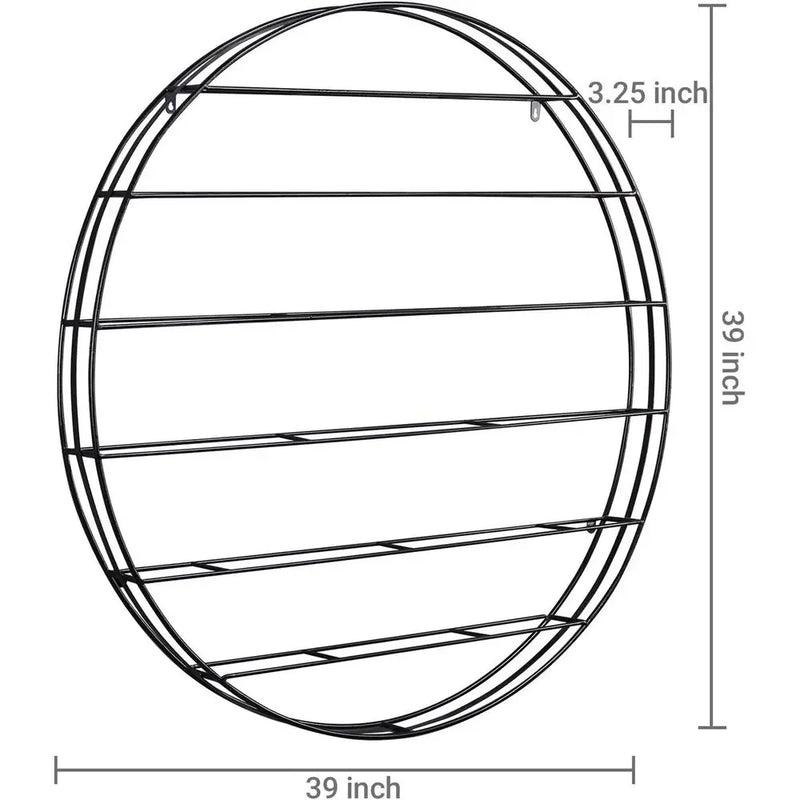12 - Bottle Modern Black Metal Round Wall Mounted Wine Rack - 6 - Tier Horizontal Storage Shelf for Kitchen - View 4 | SAMAG