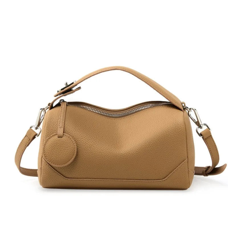 HALF.STAR Women Boston Bag, Luxury Designer Handbag Made of Top Grain TOGO Leather, Versatile Shoulder & Crossbody Bag