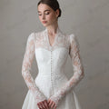 Mophiel Lace Weddings Dresses High Collar Long Illusion - View 4 | SAMAG