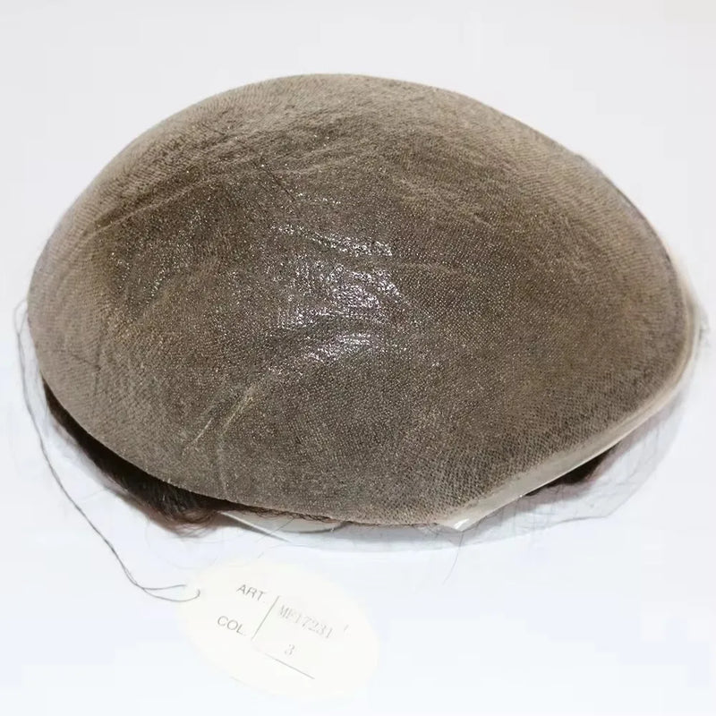 Super Ultra Thin Skin 0.02mm 80-100%Density Men Toupee Brown Black 210# Human Hair System Undetectable Natural Hairline Prosthes
