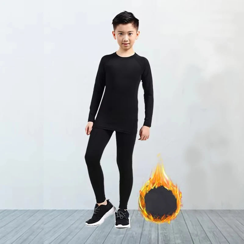 New Boys Thermal Underwear Set Children Plus Velvet Winter Warm Thermo Underwear Masculino Long Johns Girls Lucky Johns Fitness