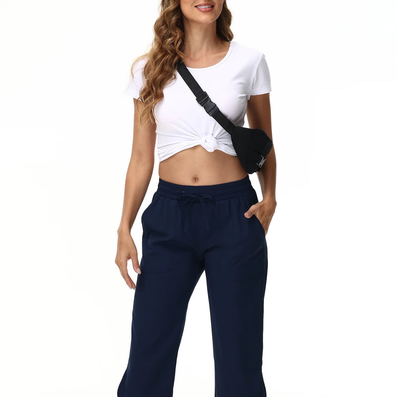Women Casual Cropped Capris Cargo Pants, Outdoor Lightweight Capris Yoga Flared Pants, Breathable Quality Sweatpants