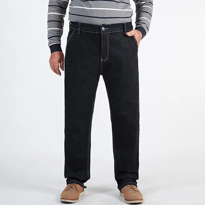 Super Big Size Men's Jeans Elastic Waist Denim Pants Male | SAMAG