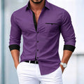Men's Contrasting Color Trimmed Long Sleeved Formal Shirt | SAMAG