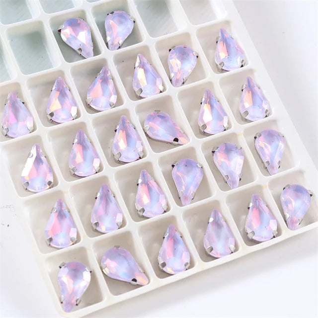 8x13mm Teardrop Crystal Sew On Rhinestone With Silver - View 15 | SAMAG