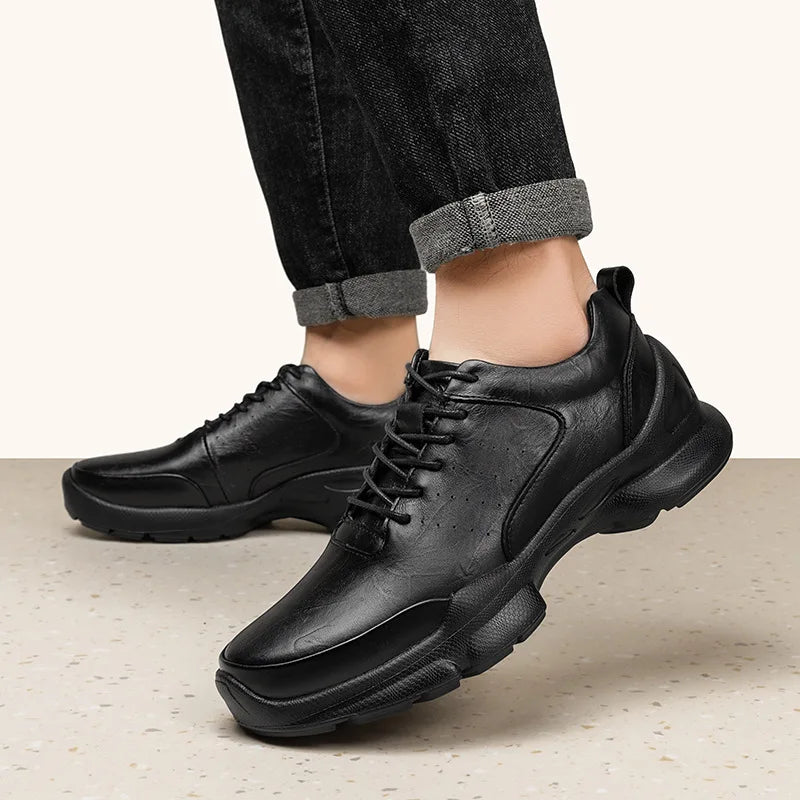 Men's Height Increase Shoes Calfskin for All-Day Wear Business Casual Elevator Shoes Height Increasing 6cm Hidden Heel Shoes