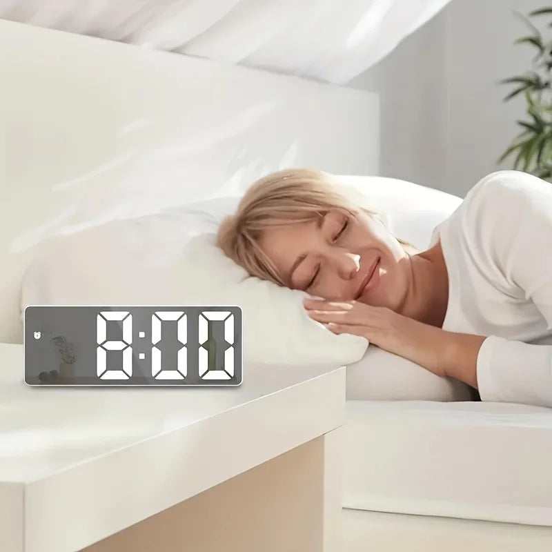 Acrylic/Mirror Digital Alarm Clock Voice Control Snooze Night Mode Table Clock 12/24H Anti-disturb Funtion Electronic LED Clock