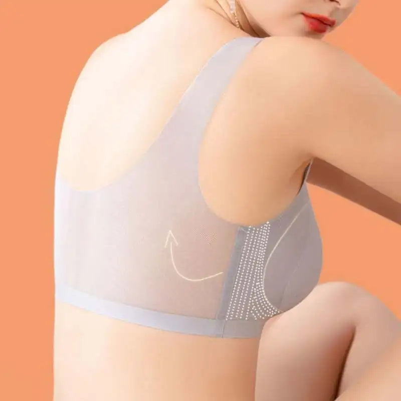 Women's Traceless Bra Thin Summer Cool Feel No Steel Rim Show Chest Sports Beauty Tank Top Small Chest Gathering Bra Underwear